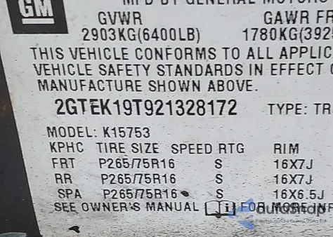 2002 GMC Sierra 1500 Sle z USA, uszkodzony, nr VIN 2GTEK19T921328172